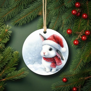 Personalized Bunny Holiday Metal Ornament