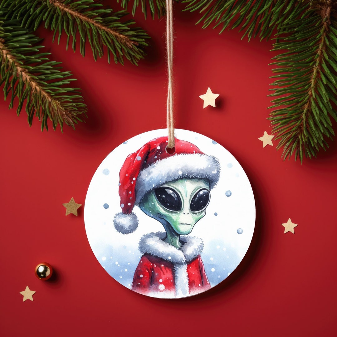 Personalized Christmas Alien Holiday Metal Ornament - Etsy