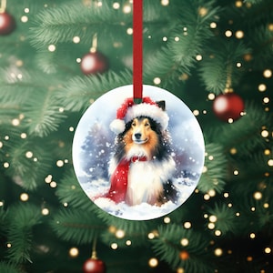 Personalized Collie Pet Dog Christmas Tree Ornament