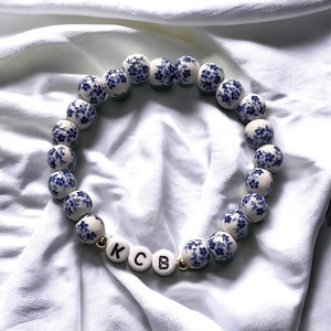 Blue & White Porcelain Bead Bracelet: Chinoiserie Name Bracelet