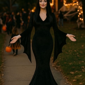 Black Gothic Dress – Classic Dark Academia Cosplay Outfit for Adults