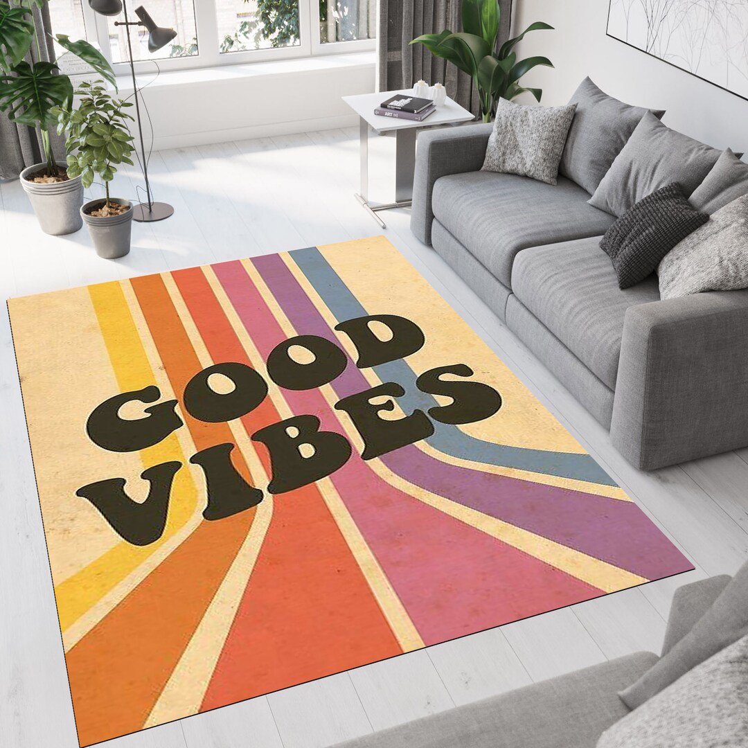 Good Vibes Rug Modern Abstract Rug Minimalist Rug Nordic Etsy