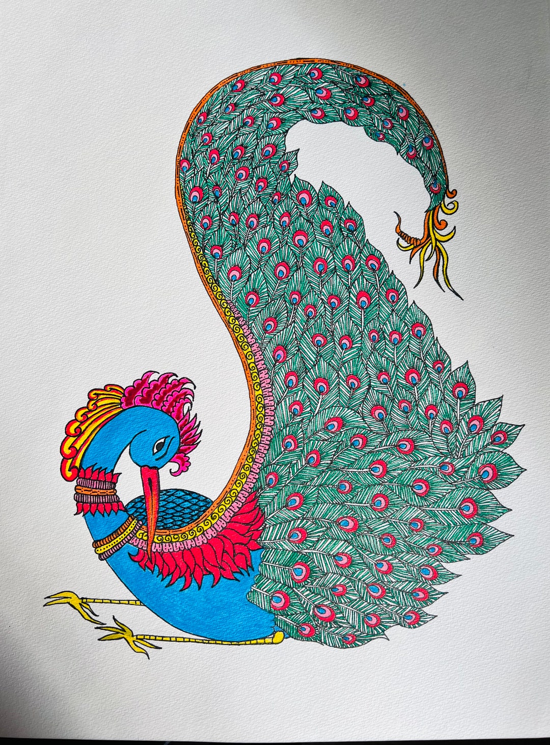 Madhubani/mithila Art on A3 Size Art Paper 200gsm Etsy