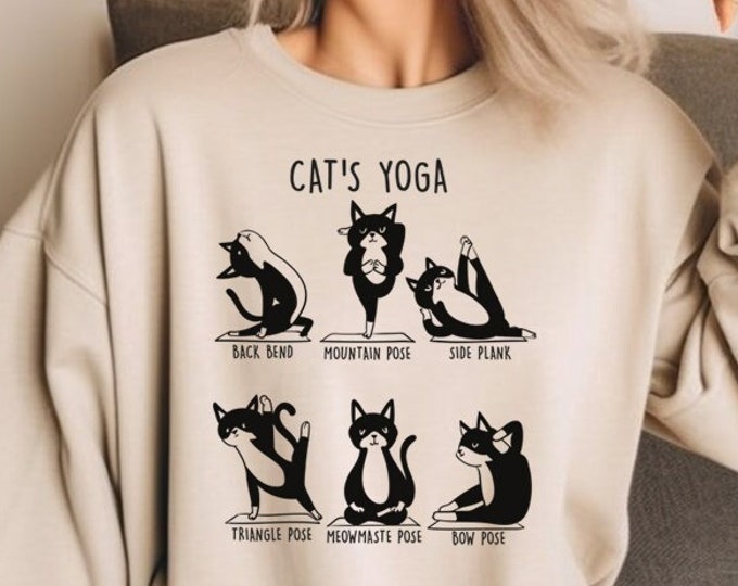 Cat Yoga Sweatshirt,National Pet Day Shirt,Cute Cat Shirt,Cat Lover Tee,Gifts For Cat Lovers,Pawsome Hands Tee,Cat Massage Tee,Mountain Pose