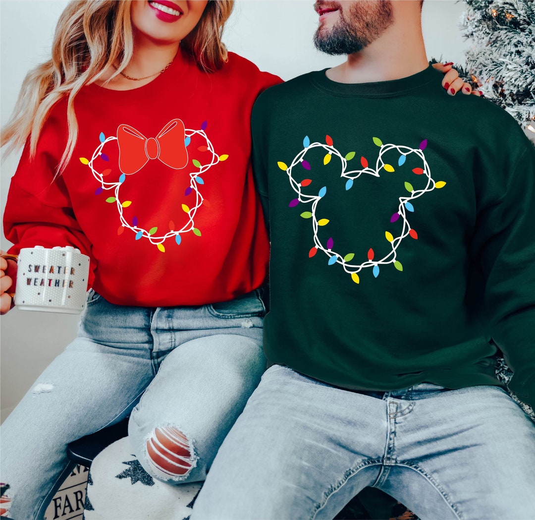 Custom Disney Christmas Lights Sweatshirtmickey Etsy