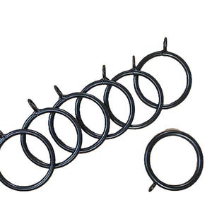 Black Metal Drapery Rings with Eyelet Set of 7 Rings are 2&quot; ID x 2-3/8&quot; OD
