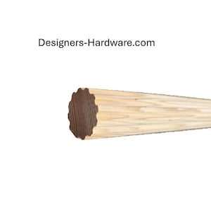 1-3/4" Diameter Unfinished Fluted Wood Curtain Drapery Rod, 60 Inches (5ft) in Length.  Can be custom cut to length.