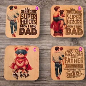 Cadeau pour la fête des pères : aimant personnalisé, porte-clés, porte-notes autocollant, sous-bock et koozie | Cadeau personnalisé pour papa, grand-père, père, beau-père