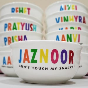 Personalized Cereal Bowl with Name – Custom Kids Snack Bowl – Colorful Lettering – Gift for Children, School, or Family