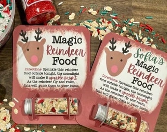 Tarjeta de comida navideña de reno