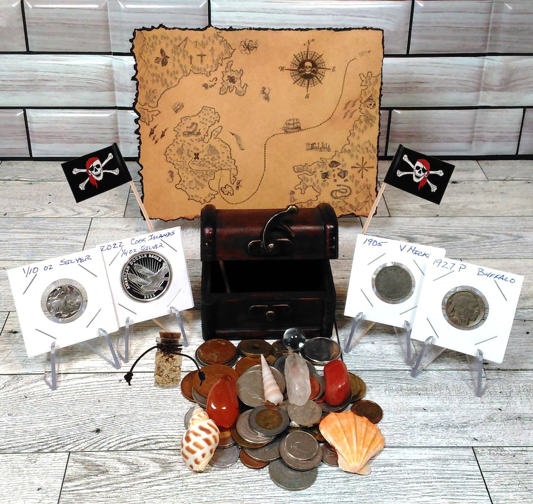 Treasure Chest Kit With Silver US & World Coins Gold Flakes Etsy