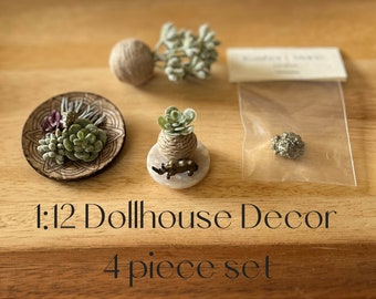 1:12 Scale Miniature Dollhouse Decor 4 Piece Set