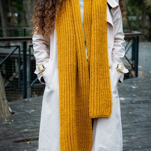 Hand knitted minimalistic wool scarf unisex image 9