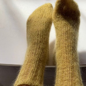 Hand knitted mohair airy socks Cloud image 5