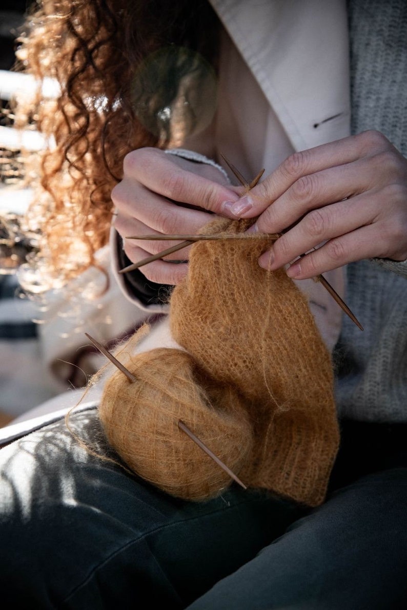 Hand knitted mohair airy socks Cloud image 9