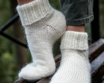 Hand knitted minimalistic wool socks for women