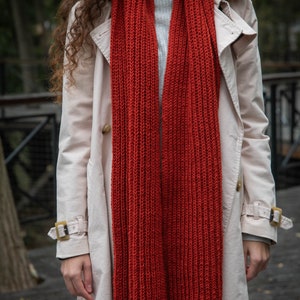 Hand knitted minimalistic wool scarf unisex image 8