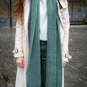 Hand knitted minimalistic wool scarf unisex image 10