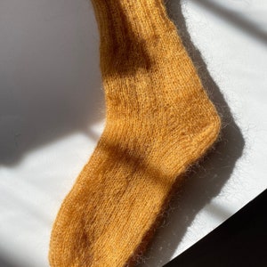 Hand knitted mohair airy socks Cloud image 7