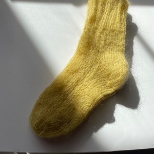 Hand knitted mohair airy socks Cloud image 2