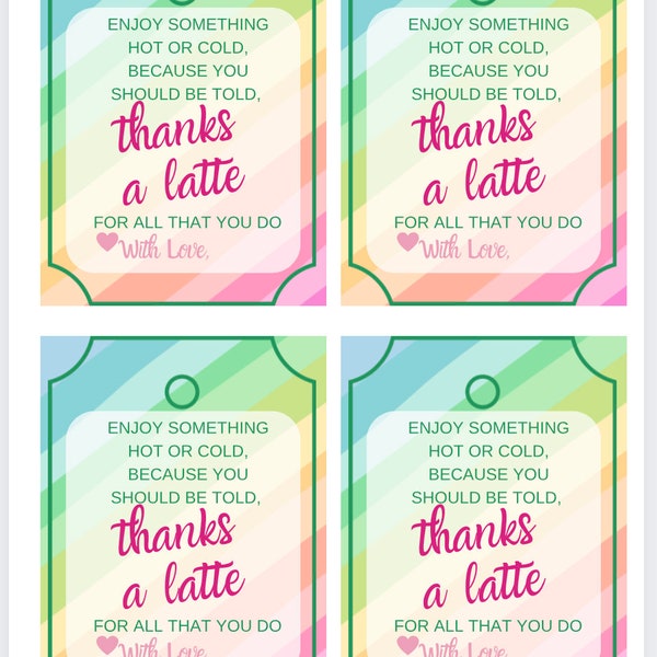 Thanks a Latte gift tag