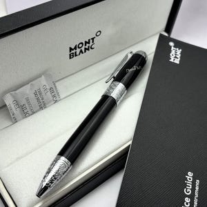 Stylo roller Montblanc Star walker encre bleue en acier inoxydable