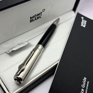 Stylo roller Montblanc Star walker encre bleue en acier inoxydable