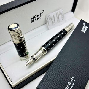 Stylo plume Montblanc Elegant Queen Elizabeth L.E édition Green Stone noir et argent