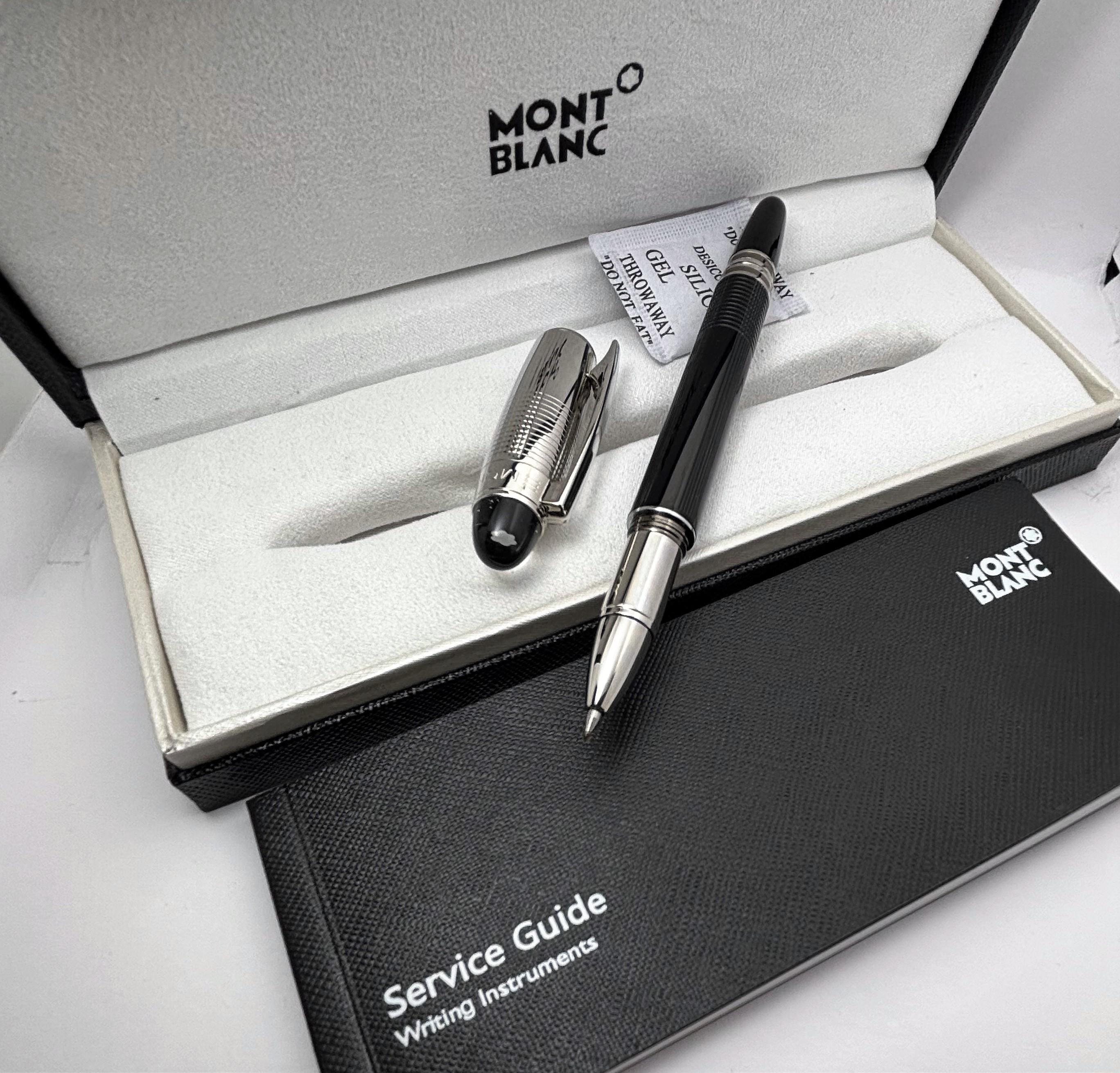 Étui Stylo Mont Blanc - Cuir Noir, Avec écrin En Tissu Et Emballage D’origine