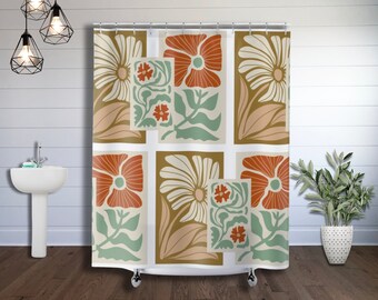 Retro Shower Curtain, Shower Curtain Retro, Vintage Shower Curtain, Boho Shower Curtain, Shower Curtain Boho, Floral Shower Curtain, Funky