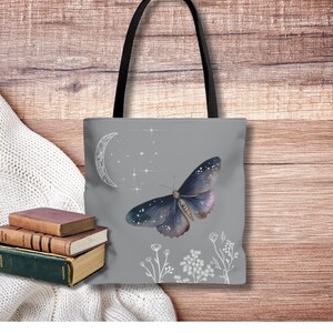 Moth Tote Bag, Luna Moth, Butterfly Tote Bag, Goblincore Tote, Dark Academia, Cottagecore Tote Bag,