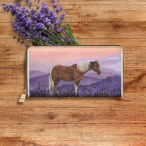 Cosas de caballo, billetera boho, billetera ecuestre, billetera de caballo, billetera occidental, billetera linda para mujeres, billetera con cremallera, regalo para amantes de los caballos