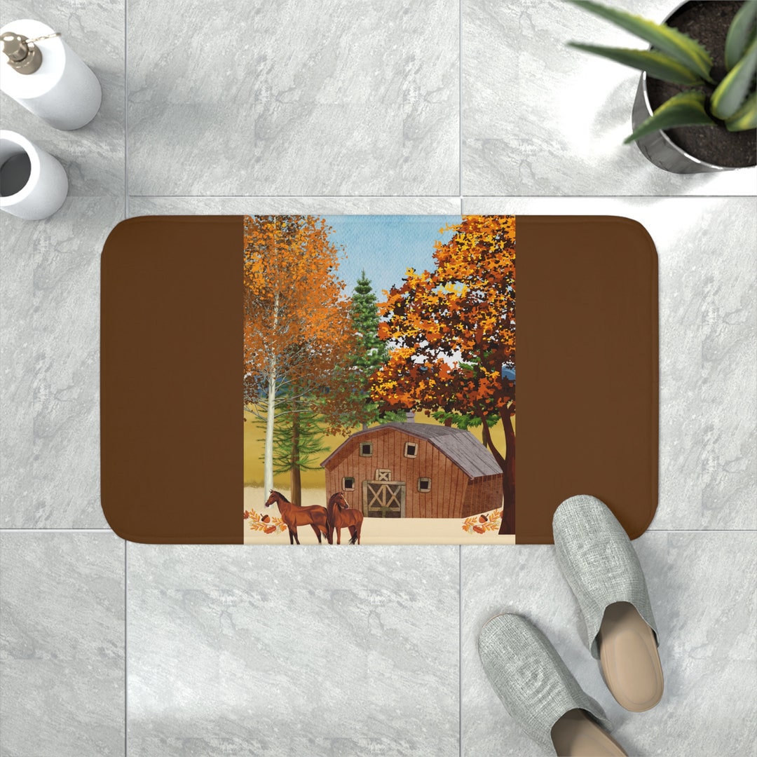 Memory Foam Floor Mat Housewarming Gift Rustic Bath Mat Etsy