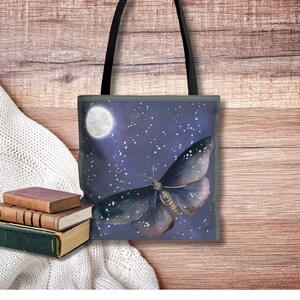 Moth Tote Bag, Luna Moth, Butterfly Tote Bag, Goblincore, Dark Academia Tote Bag, Cottagecore Tote Bag, Moth Tote
