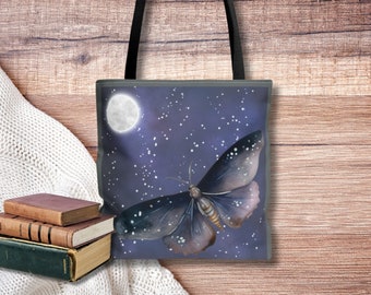 Moth Tote Bag, Luna Moth, Butterfly Tote Bag, Goblincore, Dark Academia Tote Bag, Cottagecore Tote Bag, Moth Tote