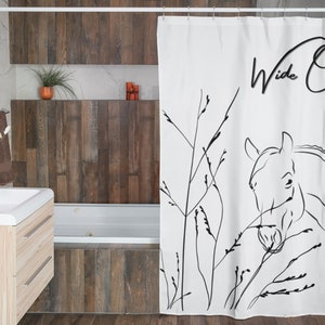 Coastal Cowgirl Shower Curtain, Boho Shower Curtain Horse Stuff Personalized Horse Home Decor, Horse Bathroom Decor, Horse Shower Curtain