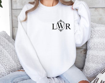 Monogramm Sweatshirt für Frauen, Monogramm Pullover, Initial Sweatshirt, Monogramm Pullover, Benutzerdefiniertes Sweatshirt mit Rundhalsausschnitt, personalisierter Pullover