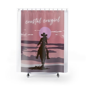 Coastal Cowgirl Shower Curtain Pink Coastal Cowgirl Decor Cowgirl Bathroom Decor Pink Shower Curtain Cute Shower Curtain Cute Cowgirl Room