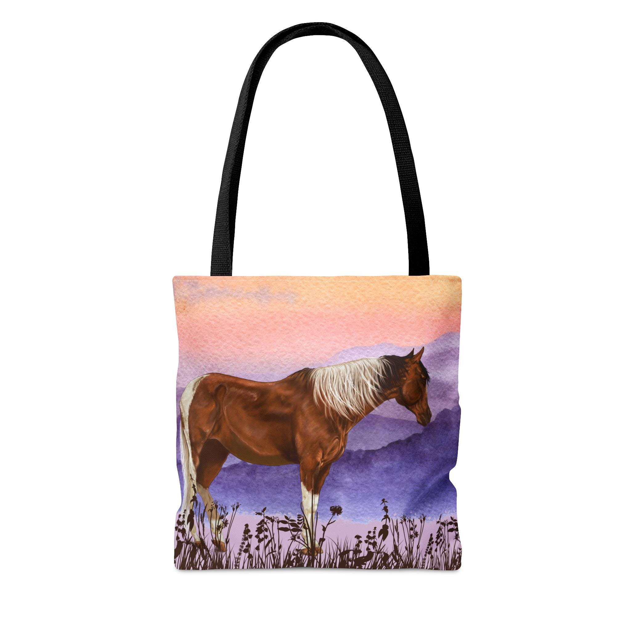 MVZX Horse Lover Canvas Tote Bag - Equestrian Design, Reusable Shopping Bag, 16.55x13.7 Inches, Cowgirl Gift - View #6