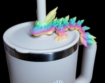 Crystal Dragon | Straw Topper Stanley Tumbler Staw Topper 3d Print