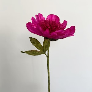 MADE TO ORDER | Handmade, Hand Dyed, Crepe Paper Japanese Form Peony | Fuchsia