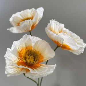 MADE TO ORDER | Set of 3  Handmade, Hand Dyed, Crepe Paper Poppies