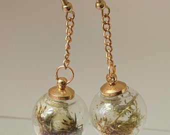 Dryad’s Blessing- Handmade wish flower dried wildflower orb pendant earrings