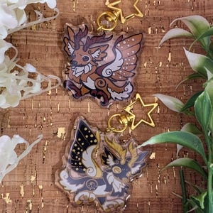 Ren Peryton Dubbelsidig Akrylberlock | 5,3 cm | DnD Pathfinder Söt Fantasy Varelse Monster Samlartillbehör Upphängande