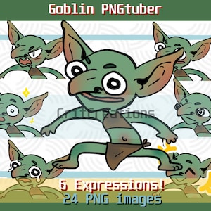 Goblin PNGtuber Avatar | Veadotube mini | voice-activated animated | 6 expressions