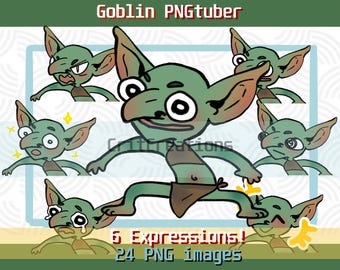 Goblin PNGtuber Avatar | Veadotube mini | voice-activated animated | 6 expressions