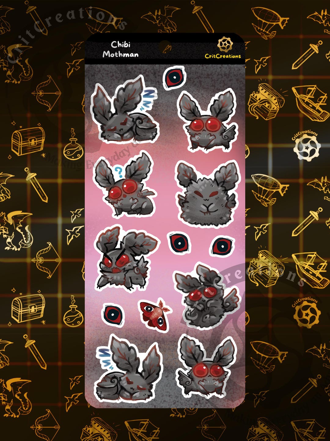 Mothman Stickersheet | Chibi Kawaii Cryptid Critter | Creature Stickers ...