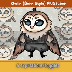 Owlin PNGtuber Avatar | Barn Style| Giftuber | Veadotube mini | DnD | Roleplay | Streaming| voice-activated animated | 6 expressions