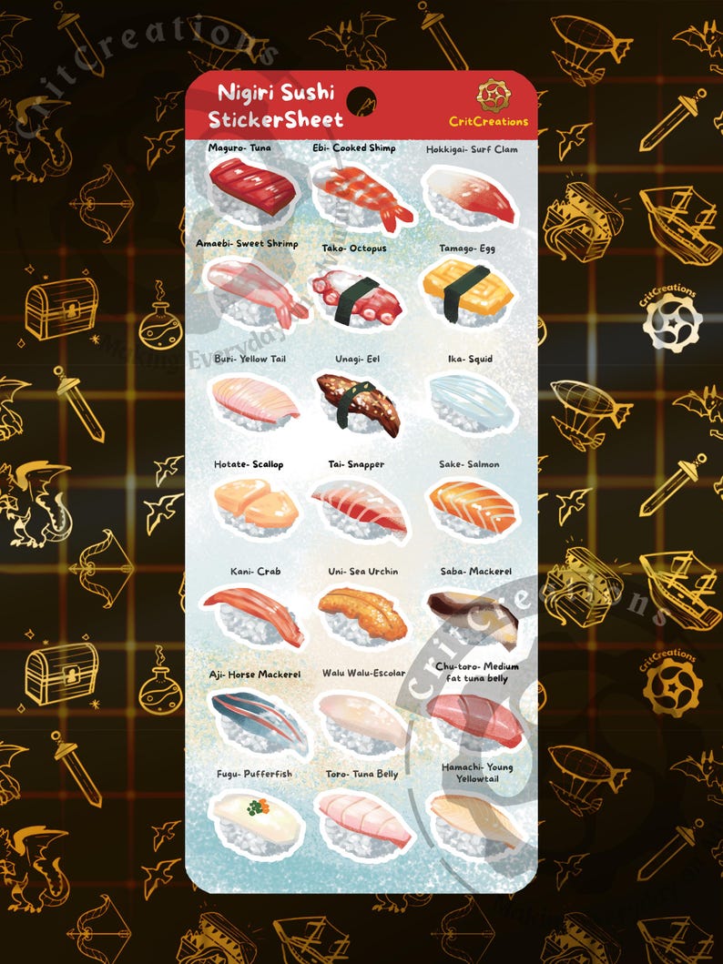 Nigiri Sushi Stickersheet | Japanese Food Yummy Deco Sheet | Gourmet ...