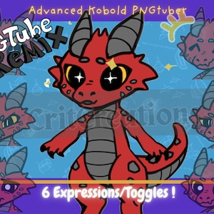 Chibi Kobold PNGtuber/Vtuber Avatar | Mouse Tracking, Animated, 6 Expressions, PNGRemix